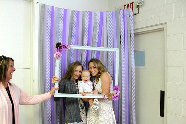 photo booth with frame and baby for wedding or bridal shower