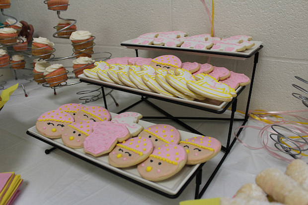 Decorated baby shower cookies for baby girl