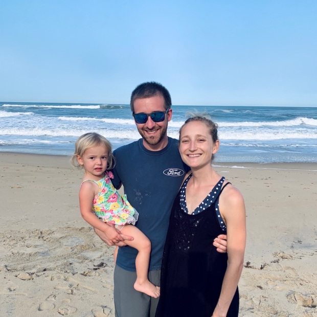 Family photo at the beach in Outer Banks
