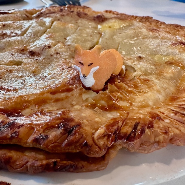 Fox toy in apple pie