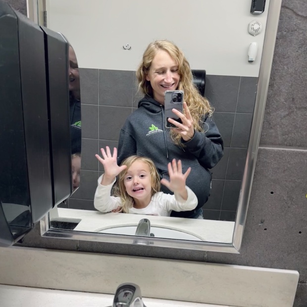Mom and daughter bathroom selfie
